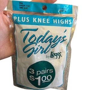 VTG Today's Girl by Leggs 2003 Suntan Plus Size Knee Highs in Suntan 3 Pair Pack